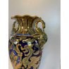 ANTICO VASO BIANSATO Gualdo Tadino CERAMICA MAIOLICA LUSTRO ORO BLU 41 cm/h