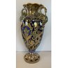 ANTICO VASO BIANSATO Gualdo Tadino CERAMICA MAIOLICA LUSTRO ORO BLU 41 cm/h