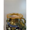 ANTICO VASO BIANSATO Gualdo Tadino CERAMICA MAIOLICA LUSTRO ORO BLU 41 cm/h