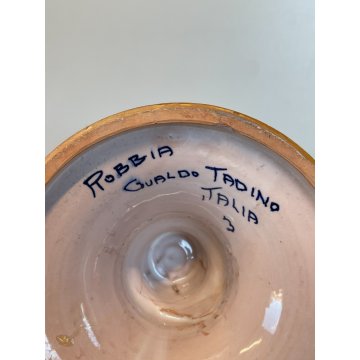 ANTICO VASO BIANSATO Gualdo Tadino CERAMICA MAIOLICA LUSTRO ORO BLU 41 cm/h