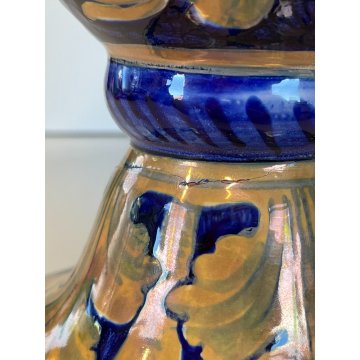 ANTICO VASO BIANSATO Gualdo Tadino CERAMICA MAIOLICA LUSTRO ORO BLU 41 cm/h