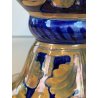 ANTICO VASO BIANSATO Gualdo Tadino CERAMICA MAIOLICA LUSTRO ORO BLU 41 cm/h