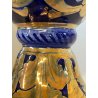ANTICO VASO BIANSATO Gualdo Tadino CERAMICA MAIOLICA LUSTRO ORO BLU 41 cm/h