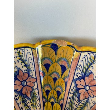 ANTICA ALZATA Gualdo Tadino CERAMICA MAIOLICA LUSTRO ORO BLU 11 cm/h EPOCA '900