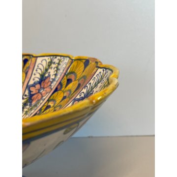 ANTICA ALZATA Gualdo Tadino CERAMICA MAIOLICA LUSTRO ORO BLU 11 cm/h EPOCA '900