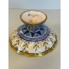 ANTICA ALZATA Gualdo Tadino CERAMICA MAIOLICA LUSTRO ORO BLU 11 cm/h EPOCA '900