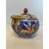 ANTICA TEIERA ZUCCHERIERA Gualdo Tadino CERAMICA MAIOLICA LUSTRO ORO BLU ø 14 cm