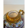 ANTICA TEIERA ZUCCHERIERA Gualdo Tadino CERAMICA MAIOLICA LUSTRO ORO BLU ø 14 cm