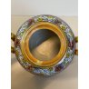 ANTICA TEIERA ZUCCHERIERA Gualdo Tadino CERAMICA MAIOLICA LUSTRO ORO BLU ø 14 cm