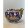 ANTICA TEIERA ZUCCHERIERA Gualdo Tadino CERAMICA MAIOLICA LUSTRO ORO BLU ø 14 cm