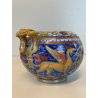 ANTICA TEIERA ZUCCHERIERA Gualdo Tadino CERAMICA MAIOLICA LUSTRO ORO BLU ø 14 cm