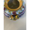 ANTICA TEIERA ZUCCHERIERA Gualdo Tadino CERAMICA MAIOLICA LUSTRO ORO BLU ø 14 cm