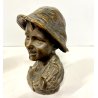 SCULTURA BUSTO BRONZO "scugnizzo" NAPOLI De Martino FANCIULLO 13 cm/h PRIMO '900
