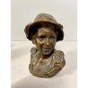 SCULTURA BUSTO BRONZO "scugnizzo" NAPOLI De Martino FANCIULLO 13 cm/h PRIMO '900