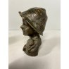 SCULTURA BUSTO BRONZO "scugnizzo" NAPOLI De Martino FANCIULLO 13 cm/h PRIMO '900