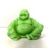 ANTICA SCULTURA BUDDHA MAITREYA PASTA di VETRO VERDE BUDDA CHE RIDE 9,3cm/h '900