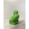 ANTICA SCULTURA BUDDHA MAITREYA PASTA di VETRO VERDE BUDDA CHE RIDE 9,3cm/h '900