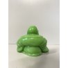 ANTICA SCULTURA BUDDHA MAITREYA PASTA di VETRO VERDE BUDDA CHE RIDE 9,3cm/h '900
