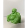 ANTICA SCULTURA BUDDHA MAITREYA PASTA di VETRO VERDE BUDDA CHE RIDE 9,3cm/h '900