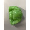 ANTICA SCULTURA BUDDHA MAITREYA PASTA di VETRO VERDE BUDDA CHE RIDE 9,3cm/h '900
