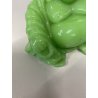 ANTICA SCULTURA BUDDHA MAITREYA PASTA di VETRO VERDE BUDDA CHE RIDE 9,3cm/h '900