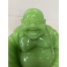 ANTICA SCULTURA BUDDHA MAITREYA PASTA di VETRO VERDE BUDDA CHE RIDE 9,3cm/h '900