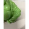 ANTICA SCULTURA BUDDHA MAITREYA PASTA di VETRO VERDE BUDDA CHE RIDE 9,3cm/h '900