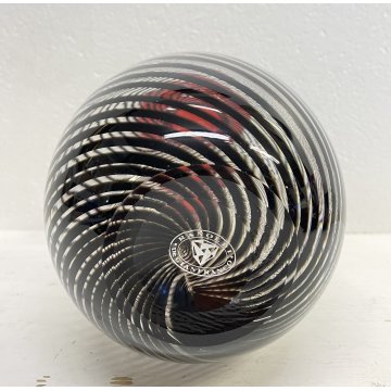 VASO VETRO Murano SPIRALI ROSSO TRASPARENTE ANNI 80 VASE GLASS VINTAGE