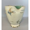 VASO CERAMICA VINTAGE APA Lina Poggi ALBISOLA PESCI ONDE VERDE 14 cm/h '50s