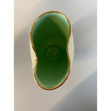 VASO CERAMICA VINTAGE APA Lina Poggi ALBISOLA PESCI ONDE VERDE 14 cm/h '50s
