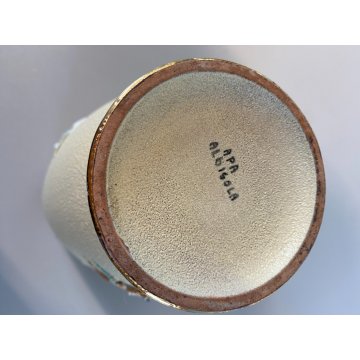 VASO CERAMICA VINTAGE APA Lina Poggi ALBISOLA PESCI ONDE VERDE 14 cm/h '50s