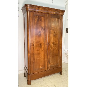 ANTICO ARMADIO CAPPUCCINO GUARDAROBA 1800 LEGNO MASSELLO NOCE 2 ANTE OLD SEGRETO