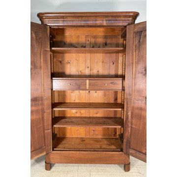 ANTICO ARMADIO CAPPUCCINO GUARDAROBA 1800 LEGNO MASSELLO NOCE 2 ANTE OLD SEGRETO