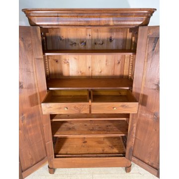 ANTICO ARMADIO CAPPUCCINO GUARDAROBA 1800 LEGNO MASSELLO NOCE 2 ANTE OLD SEGRETO