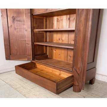 ANTICO ARMADIO CAPPUCCINO GUARDAROBA 1800 LEGNO MASSELLO NOCE 2 ANTE OLD SEGRETO
