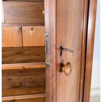 ANTICO ARMADIO CAPPUCCINO GUARDAROBA 1800 LEGNO MASSELLO NOCE 2 ANTE OLD SEGRETO