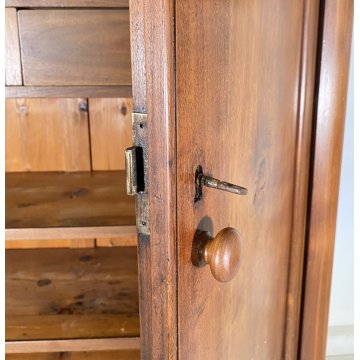 ANTICO ARMADIO CAPPUCCINO GUARDAROBA 1800 LEGNO MASSELLO NOCE 2 ANTE OLD SEGRETO