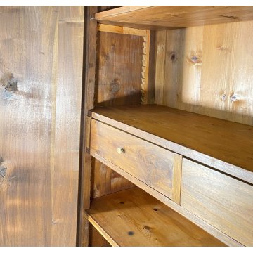 ANTICO ARMADIO CAPPUCCINO GUARDAROBA 1800 LEGNO MASSELLO NOCE 2 ANTE OLD SEGRETO