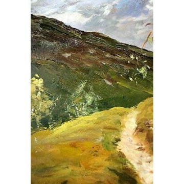 QUADRO DIPINTO OLIO Ernesto Pirotta PAESAGGIO MONTANO CON BETULLE LANDSCAPE 1985