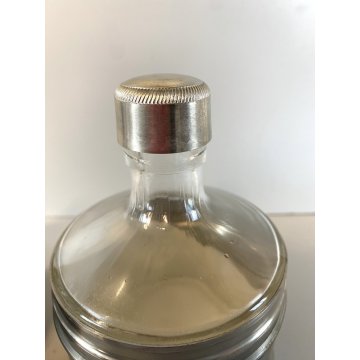 VINTAGE SET BARATTOLI Peltro INTERNO VETRO DECANTER ALCOLICI Whisky Cognac '60