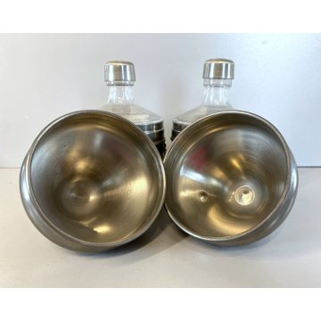VINTAGE SET BARATTOLI Peltro INTERNO VETRO DECANTER ALCOLICI Whisky Cognac '60