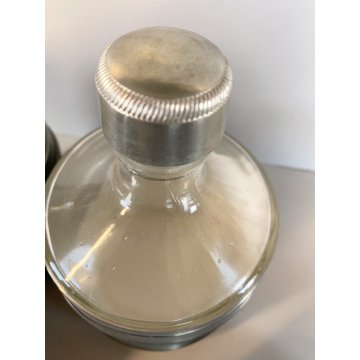 VINTAGE SET BARATTOLI Peltro INTERNO VETRO DECANTER ALCOLICI Whisky Cognac '60