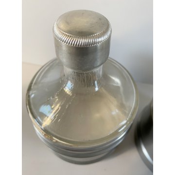 VINTAGE SET BARATTOLI Peltro INTERNO VETRO DECANTER ALCOLICI Whisky Cognac '60