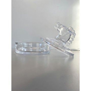 SCATOLA ROTONDA CON COPERCHIO CRISTALLO Sevres CRYSTAL BOX+LID HORSE HEAD ø15 cm
