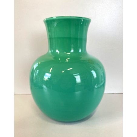 VASO VINTAGE VETRO MURANO VERDE VENEZIANO Venini '84 FIRMATO ø 22x27cm/h