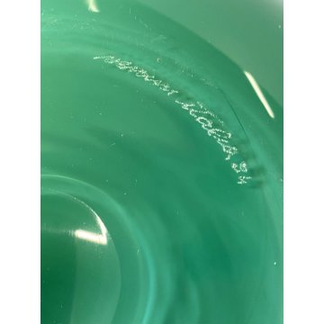 VASO VINTAGE VETRO MURANO VERDE VENEZIANO Venini '84 FIRMATO ø 22x27cm/h