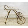 ANTICO CARRELLO BAR DESIGN PORTAVIVANDE ANNI 50 LEGNO OTTONE CARRELLINO VASSOIO