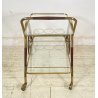 ANTICO CARRELLO BAR DESIGN PORTAVIVANDE ANNI 50 LEGNO OTTONE CARRELLINO VASSOIO