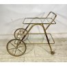 ANTICO CARRELLO BAR DESIGN PORTAVIVANDE ANNI 50 LEGNO OTTONE CARRELLINO VASSOIO