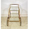 ANTICO CARRELLO BAR DESIGN PORTAVIVANDE ANNI 50 LEGNO OTTONE CARRELLINO VASSOIO